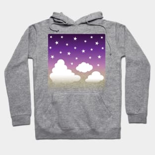 Clouds | Stars | Gradient | White Purple Yellow Hoodie
